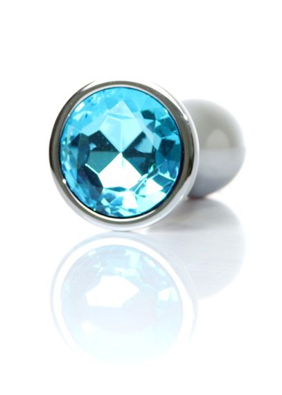 Анальна пробка Boss Series Plug Jewellery Silver, металева, світло-блакитна, L | Зображення 4
