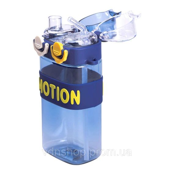 Пляшка для води з трубочкою 550 мл спортивна пластикова пляшка для тренувань Синя HP-14-49BL | Зображення 3