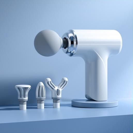 Портативний перкусійний масажер 6 швидкостей 4 насадки mini Massage Gun MG-203 для тіла | Зображення 1