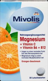 Комплекс витаминов Миволиса Магний + С + В6 + В12 Mivolis Magnesium Vitamin C + B6 + B12 (ПАСТИЛКИ)