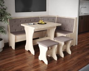 Куток кухонний зі столом та 2 табуретки 114х154 см Mebel-Service Тканина Bonus nova 4 Coffee ДСП Дуб Самоа