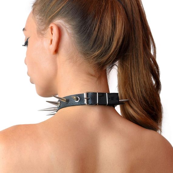 Чокер сердце с большими шипами, из натуральной кожи Art of Sex - Crystal, цвет Черный sexstyle | Зображення 1