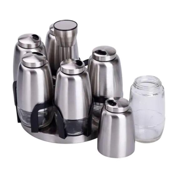 Набор баночек для специй 6 шт 15х15х16 см карусель для хранения специй HP-1300 | Зображення 3