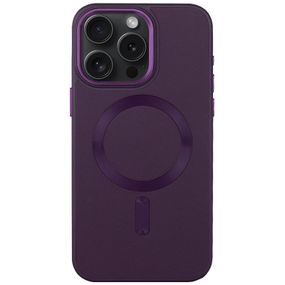 Кожаный чехол Bonbon Leather Metal Style with MagSafe для Apple iPhone 13 Pro (6.1") Фиолетовый / Dark Purple