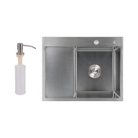 Мийка для кухні інтегрована Lidz Handmade H6350L крило зліва (LDH6350BRUL45588) Brushed Steel 3,0/1,0 мм