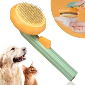 Щетка для вычесывания шерсти кошек и собак, Pet Tails Brush W26 / Расческа для животных с кнопкой