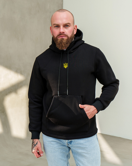 Худі Тризуб Фліс Вишивка чорний S M | Зображення 5