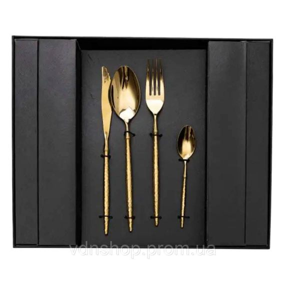 Набір столових приборів золото на 6 персон 24 предмети ложки, виделки, ножі Золото HP-20-15 | Зображення 1