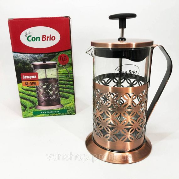 Френч-прес для кави до кавоварки, Стильний скляний заварювальний чайник, Багаторазовий френч-прес WC-61 | Зображення 7