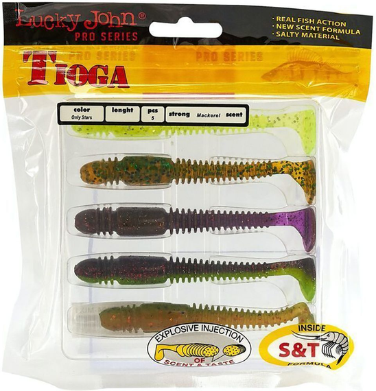 Силікон Tioga Lucky John Pro Series 4,5in / 114мм / 5шт /колір MIX1 (140185-MIX1)