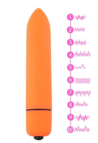 Компактный мини вибратор, ВиброПуля с 10 режимами вибрации оранжевый sexstyle