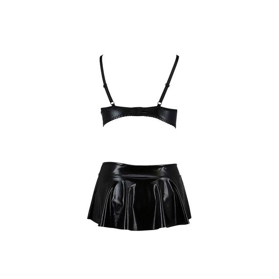 Комплект білизни під латекс DEBY SET black L/XL - Passion: ліф, міні-спідничка, стрінги, L/XL | Зображення 3