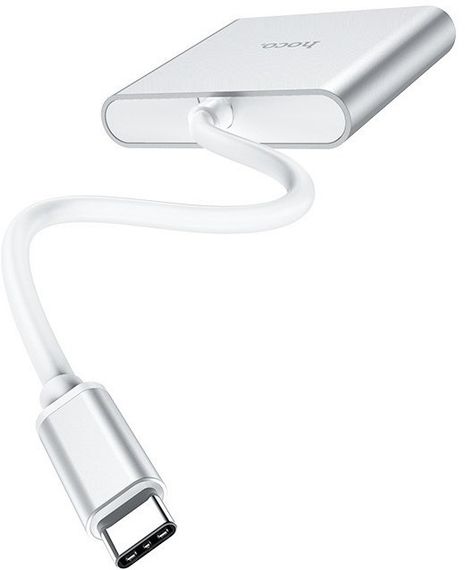 Концентратор USB Hub Hoco HB14 Type-C на USB 3.0 / HDMI / Type-C PD - Silver | Зображення 2