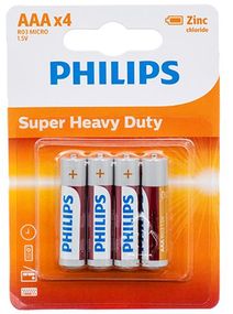 Philips Батарейка LongLife Zinc Carbon вугільно-цинкова AAA блістер, 4 шт (R03L4B/10)