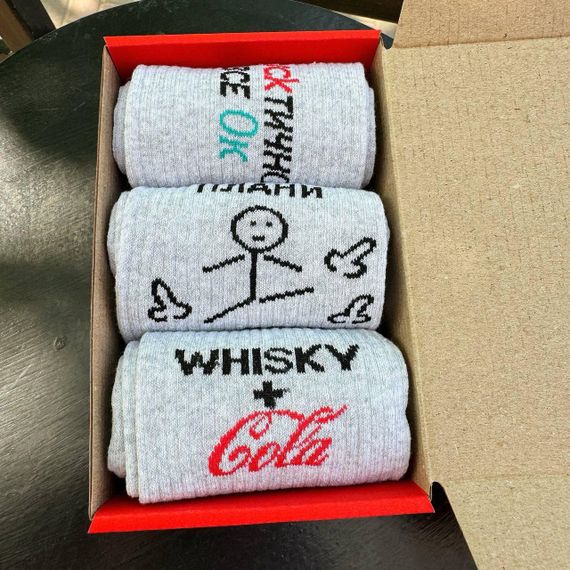 Подарочный набор мужских носков в коробке размер 40-45 3 пары цвет серый  ч3бокс043