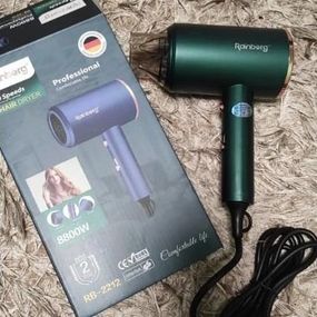 Фен Rainberg RB-2212 8800 W с регуляцией температуры и скорости для сушки и укладки волос. Цвет: зеленый