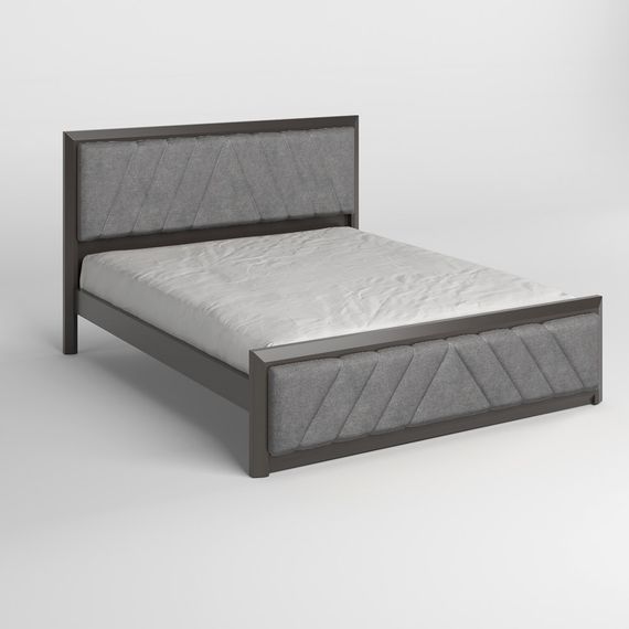 Двоспальне дерев&#039;яне ліжко Mebigrand Барселона Б2 Графітовий (RAL9011)/Аляска 93 (Сірий) 140х190 см (MBG-13578) | Зображення 1