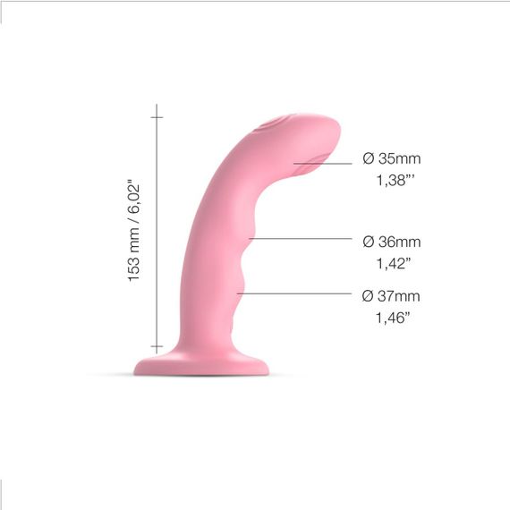 Насадка для страпона з подвійною точковою пульсацією Strap-On-Me TAPPING DILDO WAVE – CORAL PINK, М Sex Aura | Зображення 1