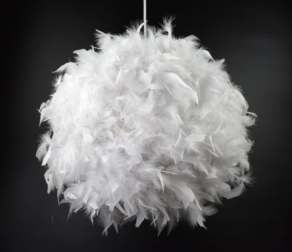 Люстра підвісна з пір'ям на 1 лампочку 25998 Білий 40-120х45х45 см. | Зображення 2