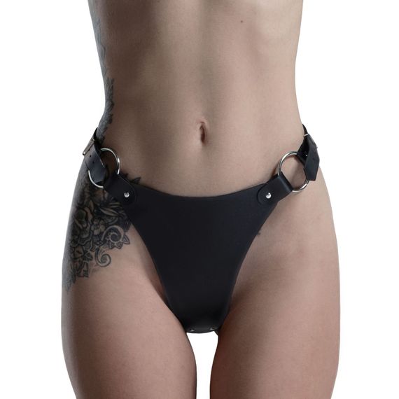 Трусики з натуральної шкіри Feral Feelings - String Bikini Black | Зображення 1