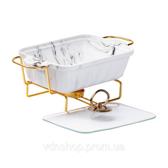 Марміт порцелянаовий на 1 літр із підігрівом на металевій підставці HP1028 | Зображення 2