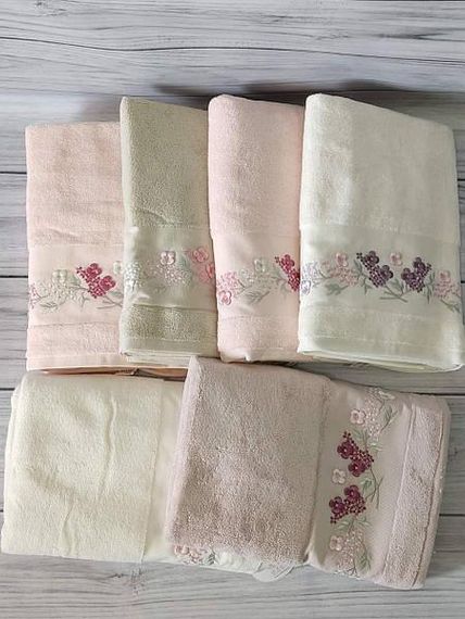 Полотенца Pupilla EVA CICEK MILKI 3D 50х90см Пенье набор 6шт