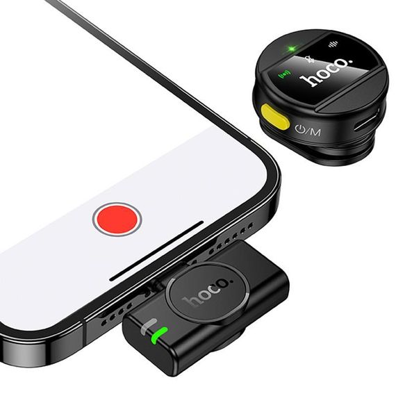 Петличный беспроводной микрофон Hoco L21 Charm Lightning Black | Зображення 2
