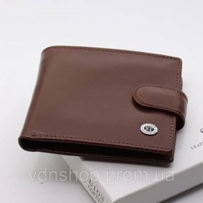 Коричневое мужское портмоне из натуральной кожи с фиксацией ST Leather ST103
