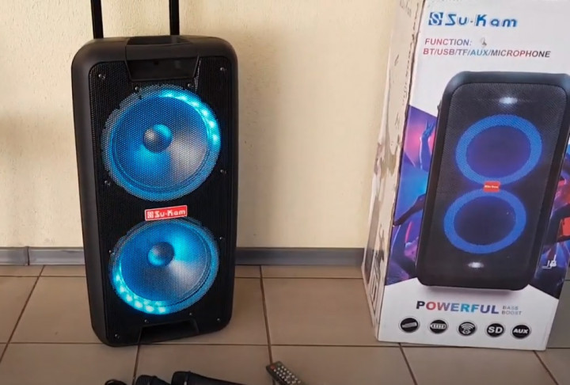 Портативна колонка Su-Kam 1010 + 2 мікрофони + BT 12v220v | Зображення 4