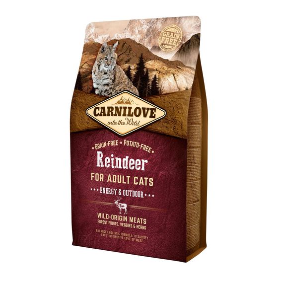 Корм Carnilove Cat Reindeer Energy & Outdoors сухой полнорационный беззерновой с олениной для активных взрослых кошек 2 кг