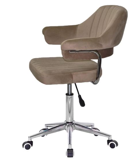 Кресло Jeff Modern Office велюр кофейный B-1042, на хромированной ножке-крестовине модерн c колесами | Зображення 8