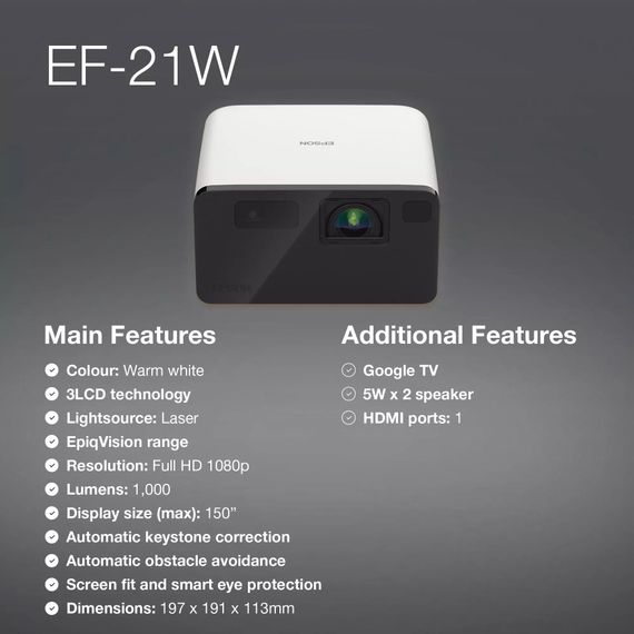 Проектор Epson EF-21W FHD V11HB35040 | Зображення 4