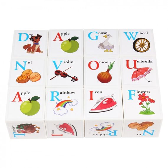 Дитячий розвиваючий набір кубиків "Англійська абетка" 1325TXK 12 кубиків | Зображення 1