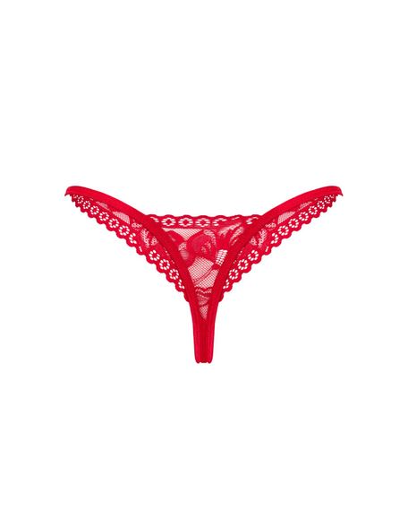 Мереживні стрінги Obsessive Lacelove thong XL/2XL Red, низька посадка | Зображення 3