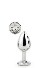 DT21785 Анальная пробка с камнем GLEAMING LOVE SILVER PLUG SMALL Sex Aura