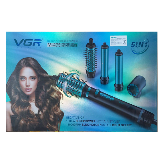 Фен-стайлер VGR 5 в 1 V-475 , Professional, 5 насадок, 1400 Вт зеленый | Зображення 1