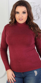 Женский теплый кашемировый гольф-водолазка Ri284 цвет красный, размер 42/46