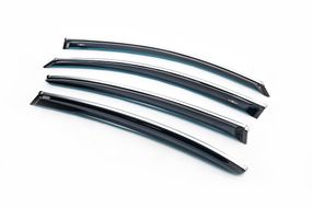 Ветровики с хром молдингом (4 шт, HIC) для Kia Stinger