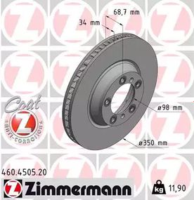 Диск гальмівний PORSCHE PActionRA, ZIMMERMANN (460450520)