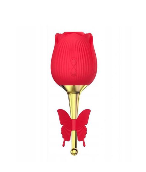 Вакуумний кліторний стимулятор з вібрацією у вигляді троянди Rose Flirting, червоний sexstyle | Зображення 2