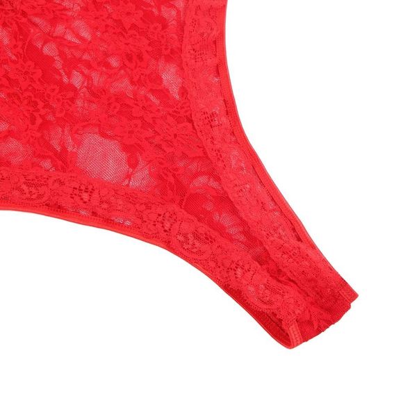 Боді з панчохами Star Night мереживне, напівпрозоре, червоний, ХL sexstyle | Зображення 7