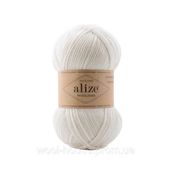 Шкарпеткова пряжа Alize Wooltime, білий 55