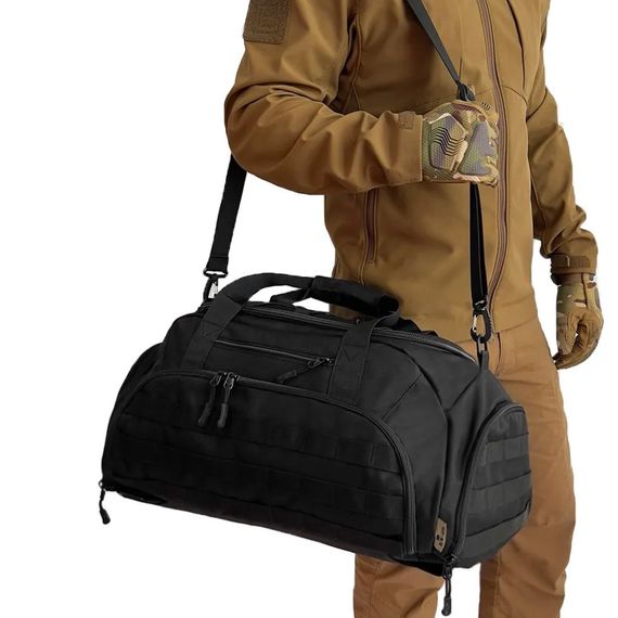 Тактична дорожня сумка-рюкзак 2 в 1 — зміцнена, універсальна чорна DU-21 | Зображення 5