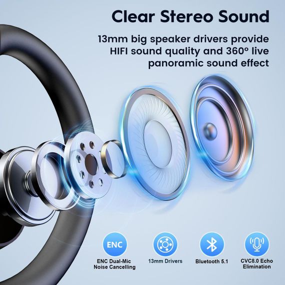 Навушники New Bee M53 Bluetooth 5.1 Headset Wireless Headphone Dual-Mic Mute CVC8.0 | Зображення 3