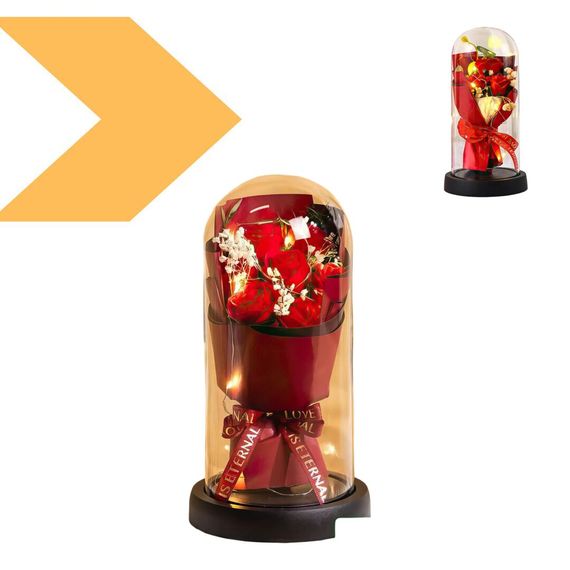 Букет у колбі з LED-підсвіткою та мильними трояндами XPRO KR-02 (45030-KR-02_184) | Зображення 1