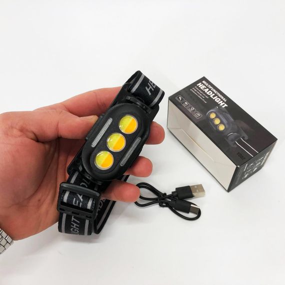 Налобний ліхтар з usb зарядкою YD02-COB (White+red+blue), Ліхтарик на голову для роботи PQ-45 | Зображення 1