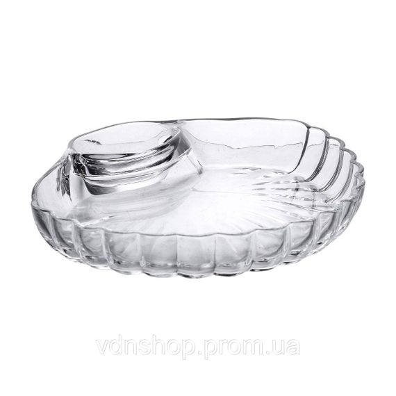 Блюдо сервірувальне для закусок із соусником 21х19х3 см скляне HP-YH-58 | Зображення 1