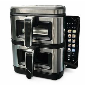 Велика аерофритюрниця 15 л на 2 чаші Rainberg RB-2331 Аерогриль посиленою потужністю 4800Вт з дисплеєм DP-74