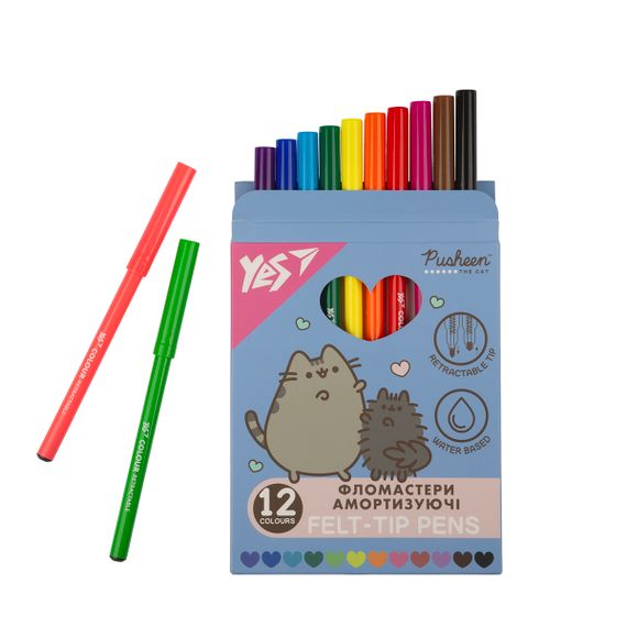 Набор фломастеров амортизирующих YES Pusheen 650581 12 цветов | Зображення 2