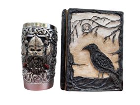 Подарунковий набір Стакан 3D Вікінг Лицарь і Блокнот 3D «Тінь Ворона»